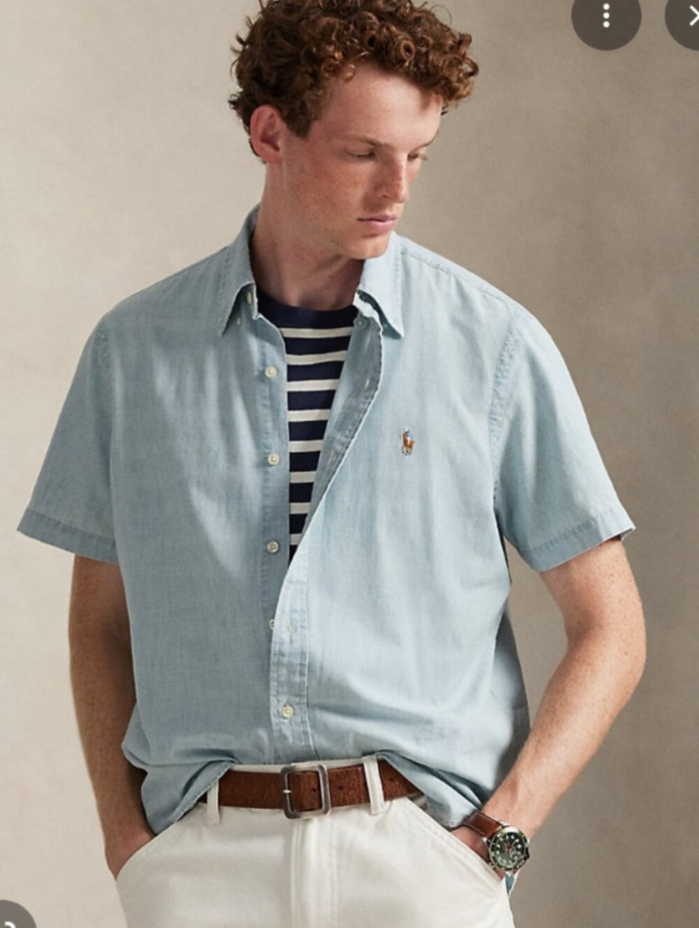 Ralph Lauren Chambray Button Down Shirt Sleeve